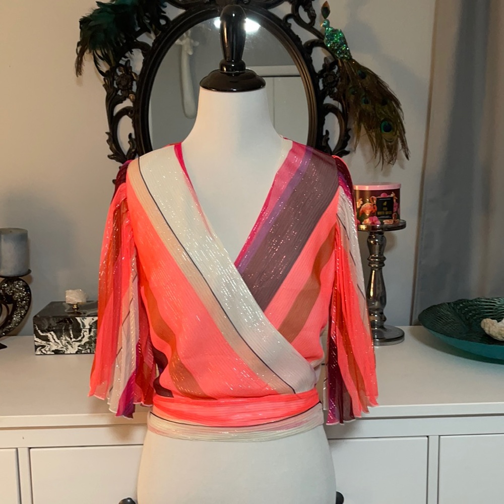 Express Multi Colored Wrap Top